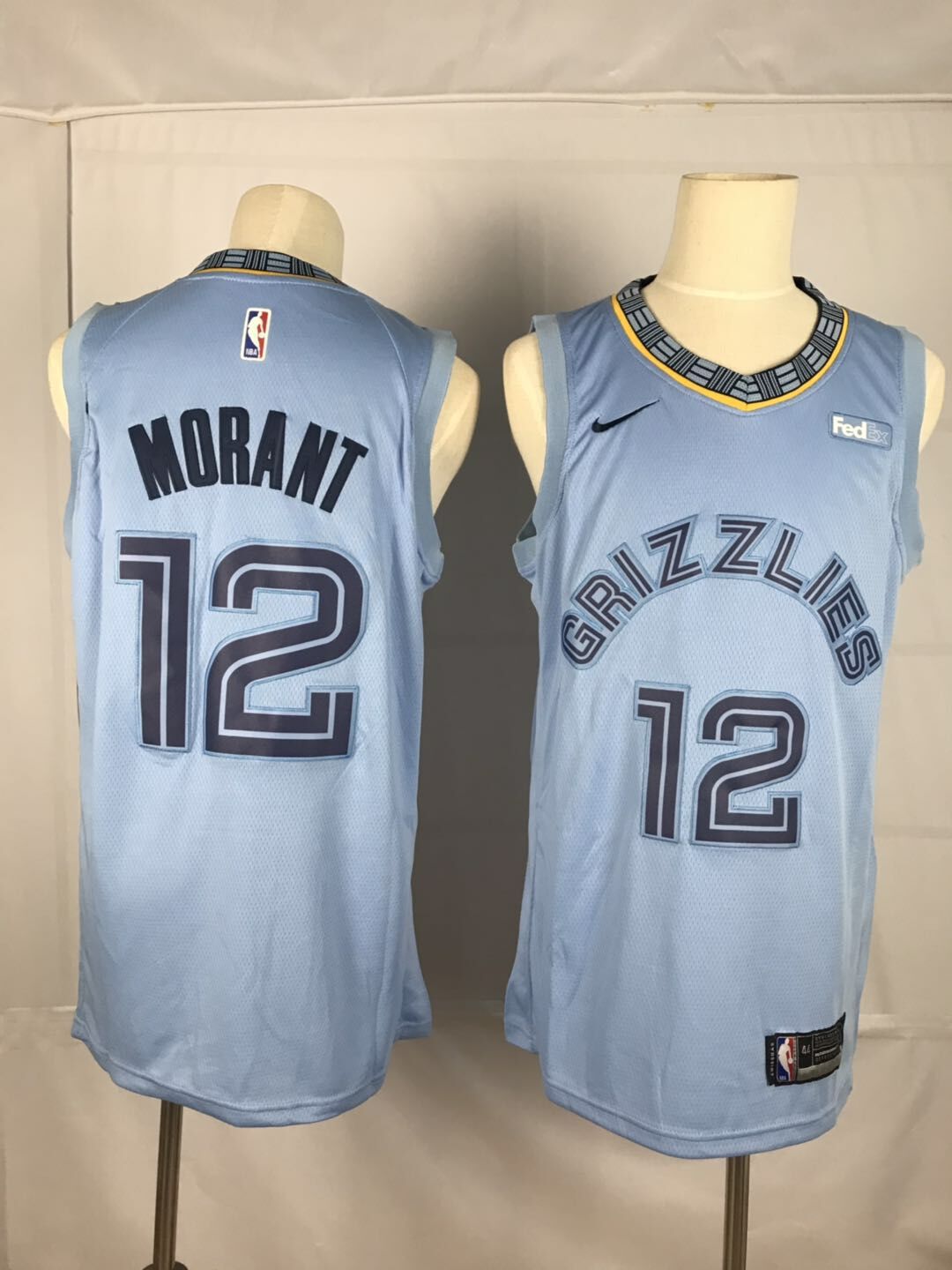 Men Memphis Grizzlies #12 Morant Light Blue Nike NBA Jerseys->customized nba jersey->Custom Jersey